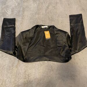 NWT Elegant Black Satin Bolero Jacket